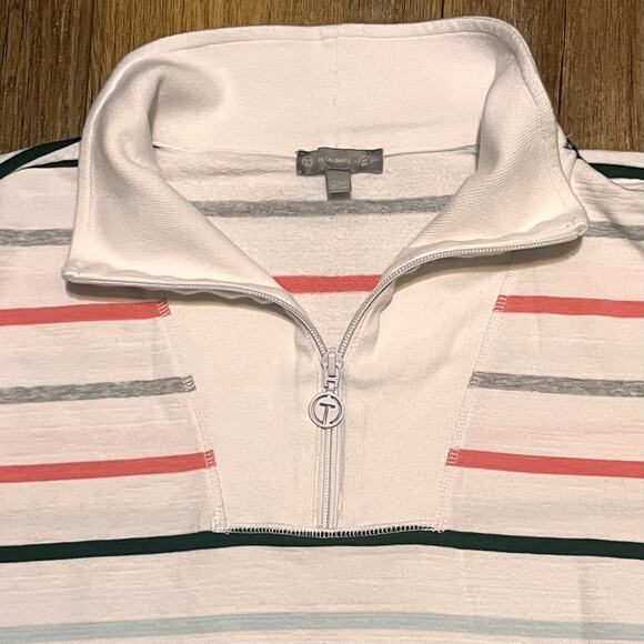 T by Talbots Cozy Crush Half Zip Pullover Striped XL P Preppy Golf Tennis EUC! - Picture 3 of 7